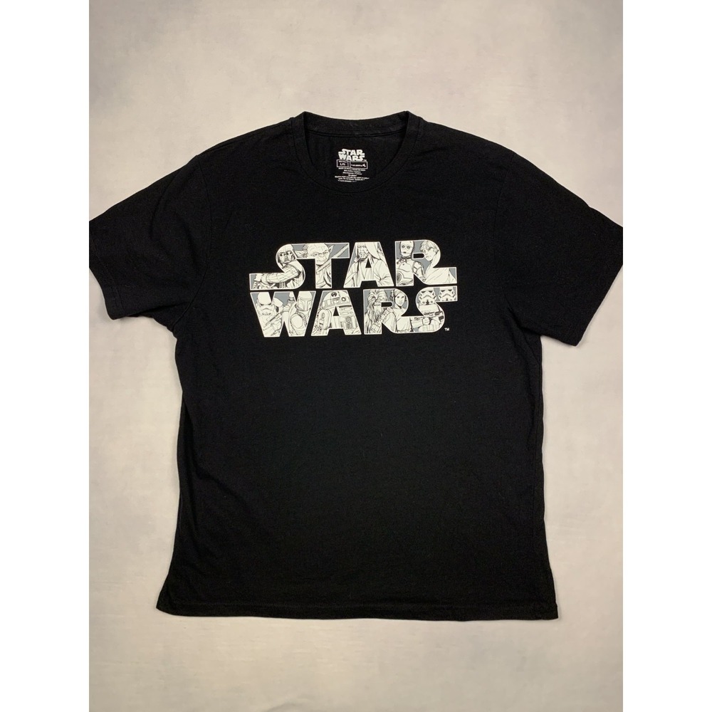 Star Wars Shirt Mens‎ Large Black Comic Book Logo Collage Graphic T-Shirt L